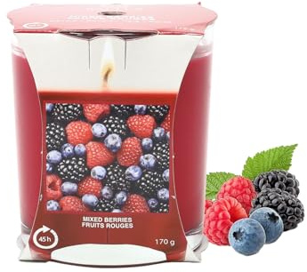 Scented Candle Mixed Berries 170g Single Wick 45hrs Glass Jar Gift Idea