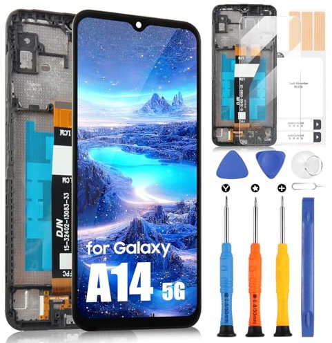 SM-A146U SM-A146P Écran de Rechange pour Samsung Galaxy A14 5G LCD Écran avec Cadre pour Samsung A14 5G 6,6 LCD Display Assembly avec Réparation Kit (Incell, Not pour SM-A146B)