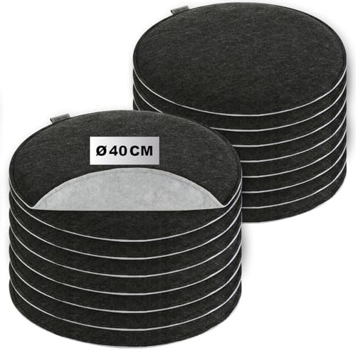 com-four® 16x Sitzkissen aus Filz Ø 40 cm, gepolstertes Stuhlkissen | runde Sitzpolsterauflage für Esszimmer - Garten - Balkon - 2-farbiges Wendekissen