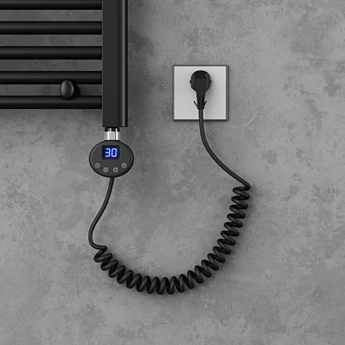 doporro Heizstab mit Thermostat 800W Elektro Heizpatrone Edelstahl Schwarz