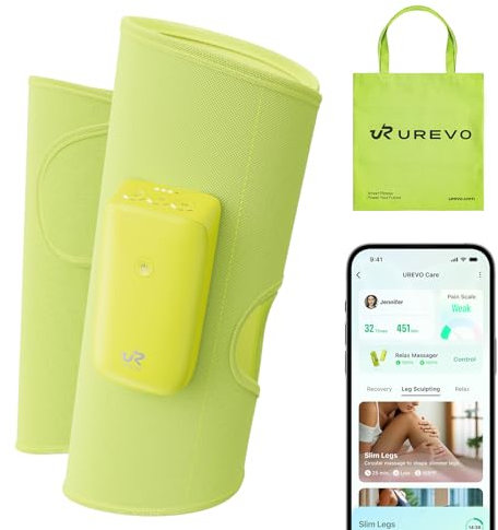 Smartes Beinmassagegerät mit KI-Massageanpassung und Luftkompression, kabelloses Wadenmassagegerät für Durchblutung und Entspannung – 3 Massagemodi und 3 Intensitäten, einstellbare Wärme, mit App