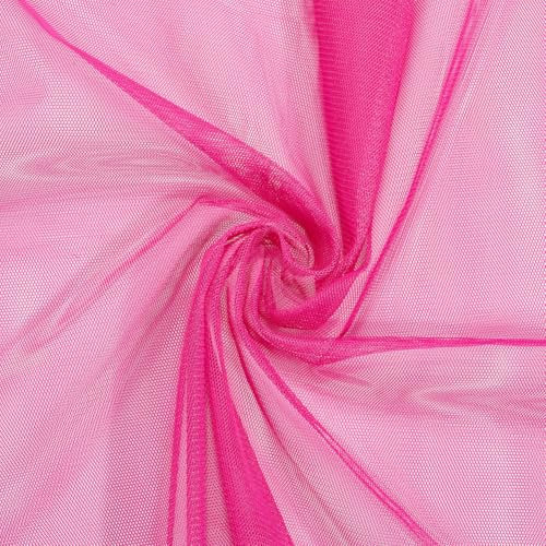 CABODYALS 1.6M Tissu en Maille Mesh Filet au Mètre Tulle Rose Vif Transparent Fin et Doux Voile Moustiquaire Respirante en Polyester pour Couture Vêtements Robe Mariage Décoration Bricolage Artisanat