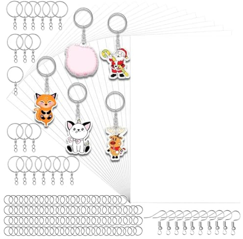 Fnfhsa 151-Teiliges ShrinkyDink-Blatt-Set, ShrinkyDink-Schlüsselanhänger-Set, Plastikfolien-Set, Geeignet für Heimwerkerarbeiten/Ringe/Basteln