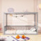 Soweiz Kinderbett mit Zaun, Kinder-Standbett 90x200 cm, Himmelbett Massivholz Bettgestell für Kinder Jugendliche (Grau)