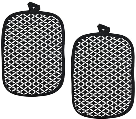 Ziyonix 2 Pezzi Presine in Cotone con Tasca Presine Resistenti al Calore Presine Antiscivolo Nero Presine in Silicone da Cucina Presine da Cucina Guanti da Forno per Cucinare, Cuocere e Grigliare