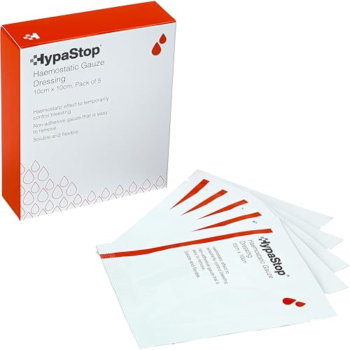 Safety First Aid HypaStop Pack of 5 Haemostatic Gauze, 10cm x 10cm | Sterile Dressing Gauze for Cuts, Lacerations & Abrasions