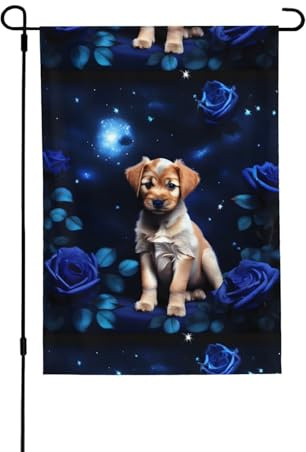 Puppy Blue Rose Flagge, geeignet für den Innen- und Außenbereich, perfekt für Haus, Garten, Veranstaltungen und patriotische Displays.