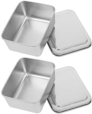 JECOMPRIS 2 Piezas Recipiente Rectangular para Hornear Pan y Pasteles Caja de Comida Reutilizable para Cocinas