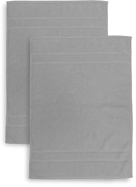 2 Badematten aus Frottee, Größe 50 x 70 cm, saugfähig, 650 g/m², maschinenwaschbar, schnell trocknend, Farbe Grau