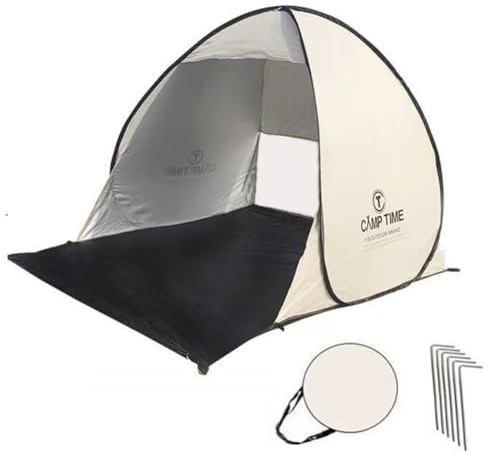 Hausio Beach Shelter Pop Up 3-4 People, Beach Tent with 50+ UV Protection, Portable Automatic Wind Protection, Throw Tent with Carry Bag and Pegs for Family, Camping, Garden (Style 2)