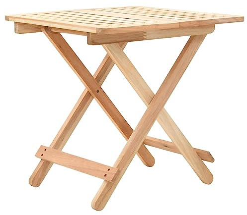 HETFTJN Table d'appoint pliante 50 x 50 x 49 cm en bois de noyer massif, aspect grillage, peu encombrante pour balcon, jardin, salon