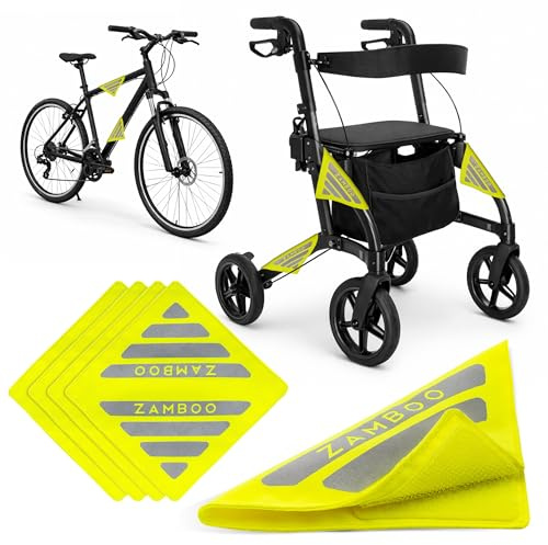 4er Pack Reflektor Set für Rollator & Rollstuhl Universal – Neon Gelb | Sicherheits-Reflektoren mit Klettverschluss (4 Stück), ideal für Rollatoren, Rollstühle, Gehhilfen & Fahrrad
