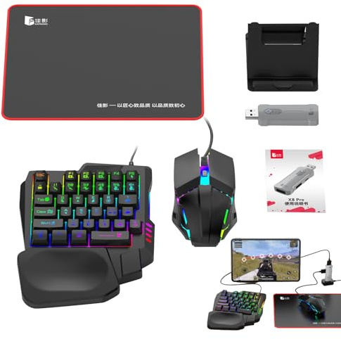 Générique Tastiera e Mouse LED - Scheda di commutazione meccanica, Pacchetto di controllo cablato, Navigazione rapida tramite cursore silenzioso, Adattatore convertitore ergonomico Mezza mano | Kit