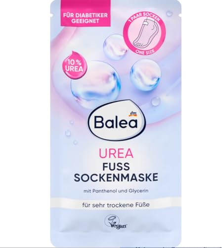 Balea Urea Fuß-Sockenmaske, 10% Urea, mit Panthenol und Glycerin, für sehr trockene Füße, vegan, 1 Paar