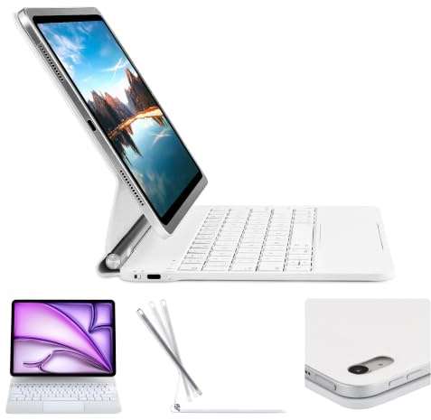 Seagtigau Deutsches QWERTZ Magic Keyboard Case für iPad Pro 12,9 Zoll (3., 4., 5., 6. Gen) & iPad Air 13 (M4 2026, M3 2025, M2 2024) – magnetische Tastaturhülle, Trackpad, 7‑farbigem Backlight
