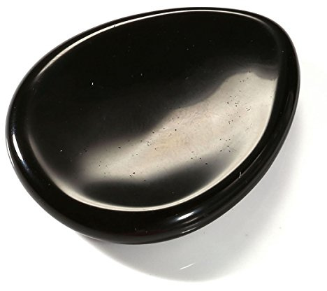 CrystalTears Black Obsidian Crystal Thumb Worry Stone Thumble Polished Healing Crystals Pocket Palm Stone for Anxiety Stress Relief Crystal Therapy
