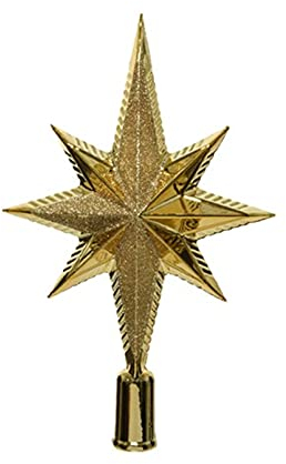 Kaemingk Puntale in vetro a stella Oro glitterato 6,5x14,5x25,5cm 1 pezzo