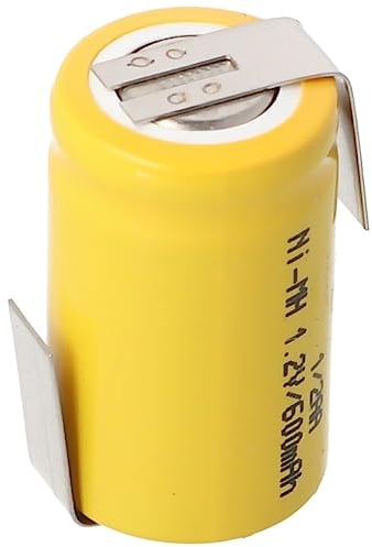 1/2AA Batterie avec capacité 1,2 V Tension et 600 mAh avec pattes à souder forme de Z, 25,5 x 14,5 mm
