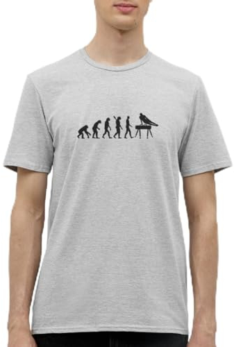 Spreadshirt Turnen Evolution Turner Pauschenpferd Männer T-Shirt, 4XL, Grau meliert