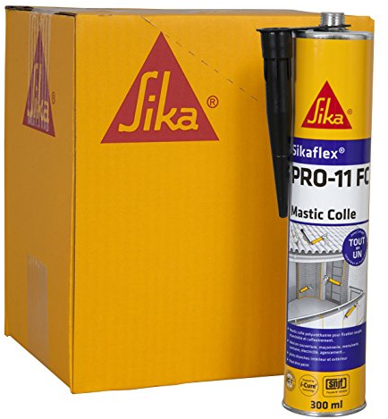 Sikaflex PRO 11 FC, Mastic-colle tout en 1 à prise rapide et multi applications -SNJF - Sans pistolet, Lot de 12 cartouches 300ml, Noir