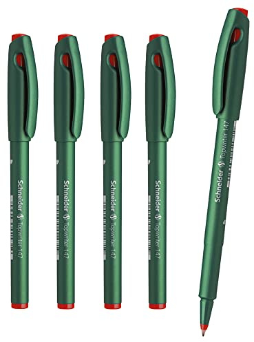 SCHNEIDER 5 Stück Filzstifte Topwriter 147 mittlere Spitze 0,6 mm rot