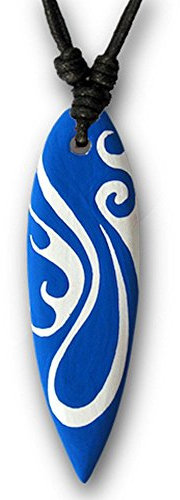 viva-adorno Halskette Surfbrett Holzanhänger Baumwollband Surfer Kette Länge verstellbar HK30, D7 Hibiskus Schwarz