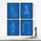 Nacnic Blau Astronaut Patent Poster 4-er Set. Vintage Stil Wanddekoration Abbildung von Raumkapsel und Raumanzug. Verschiedene geometrische Alte Erfindungen Bilder ohne Rahmen. Größe A4.