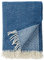 KLIPPAN: Creme-petrolblaue Wolldecke 'Velvet' 130x200cm aus Lambswool, Wollplaid Schurwolle, Sofadecke, Kuscheldecke