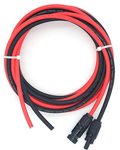 NUZAMAS Pair of 3m 6.0mm Single Core Extension Cables with cable connectors (Male and Female) for solar panels and solar power systems 3 meters (9.8 feet) cable with Plug
