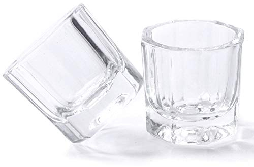 ALEXNAILART Glas-Kristall-Dappenschale mit Metalldeckel, Nagelkunst, Acrylpulver, Nagelkunst-Werkzeuge (2 Stück, Nr. 2 ohne Deckel)