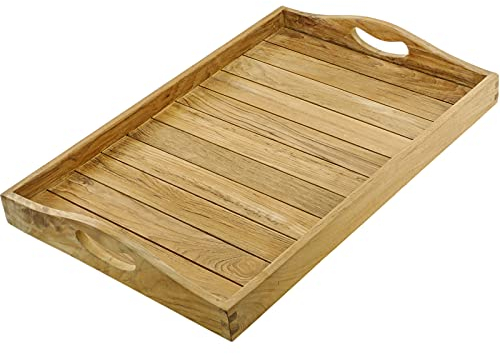 PrimeMatik - Bandeja de baño con Asas 60 x 40 x 5 cm SPA Wellness de Madera de Teca certificada