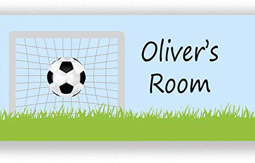 Tigerlilyprints Personalised Boys Door Sign – Football Custom Name Bedroom Plaque – Kids Room Sign with Multiple Designs – Boys Gift for Birthday or Nursery Decor