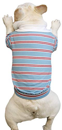 Wenchuang Hund Sommer Kleidung Welpen Gestreiftes Poloshirt Cute Kurzarm Haustierpullover Hundebekleidung Hundeshirts (Blau, Asia 2XL)