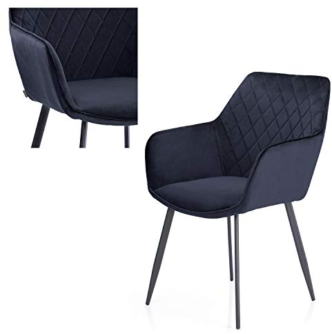 Homede Wohnzimmerstuhl mit Armlehne Velvet Marineblau Vialli