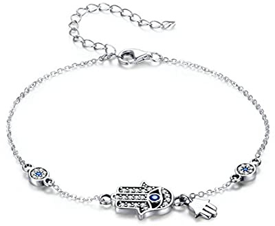LOKILOKI Authentische 925 Sterling Silber Hand Von Fatima Kettenglied Armbänder Für Frauen Karabinerverschluss Klassischer Armbandschmuck