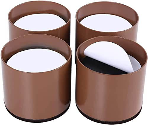 Ezprotekt 2 Inch Round Bed Risers Heavy Duty Stackable Furniture Risers - Solid Steel Bed Furniture Risers Post for Couch Bed Table Protect Wood & Carpet Surface, 3.15 x 3.15x 2 Inch(4 Pack, Brown)