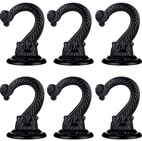 6 Stück Deckenhaken, robust, Haken zum Aufhängen von Pflanzen, Kronleuchtern, Windspielen, Ornament, Haken für Zuhause, Büro, Küche (schwarz)