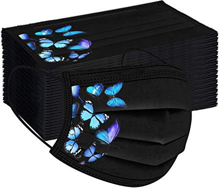 Sunenjoy [Totale 50 Pezzi] Adulto Protettivo Monouso Visiera Bocca Faccia, Protezione per Il Viso - 3 Strati, con Elastici, Antipolvere pieghevoli (E1)