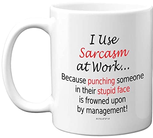 Funny Mugs - I Use Sarcasm at Work - Novelty Mugs, Secret Santa Gifts, 11oz Dishwasher Safe