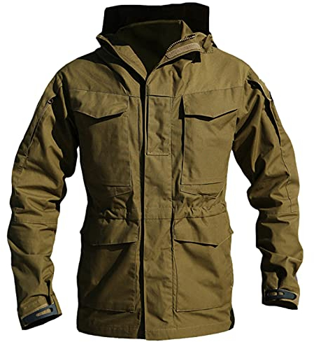 Chyoieya Militärische taktische Jacken für Herren, wasserdicht, Windbreaker-Jacke, männlicher Kapuzenmantel, Outdoor, Angeln, Trekking, Wandern, braun, XL