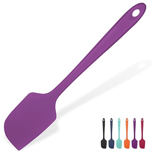 315℃ Hitzebeständiger Großer Silikon Spatel: U-Taste Antihaft Flexibler Nahtloser Teigschaber, Backen Kochen Silikon Küchenutensilien mit Nylonkern zum Mischen Rühren Schaben (29cm, Lila)