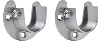 25mm Flange Rod Holder,Closet Rod Holder, U Shaped End Rod Bracket Stainless Steel Closet Pole Socket for Wardrobe Shower Curtain 2PCS