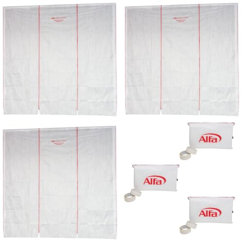 3x Alfa Staubschutzwand 3,3 m x 3,2 m Profi-Qualität mit Transportbeutel und beiliegendem Klebeband, extrem reißfest