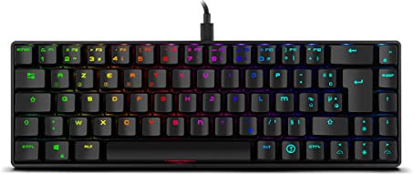 Ozone Gaming Teclado Mini Tactical -OZTACTICALFR- Mecanico sin Teclado numerico, Bluetooth, Switches Outemu Red, Iluminacion LED RGB, Silencioso, Layout FR, Negro