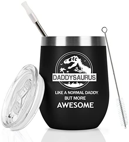 Livole Father s Day Gifts for Daddy, Men, Dad Gift from Daughter, Son, Dad Christmas Gifts Men, Father, Like A Normal Daddy But More Awesome, Travel Coffee Mug, 12oz Insulated Wine Tumbler with Lid