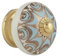 Rasiya Art Ceramic Boho Drawer Knobs - Boho Handmade Ceramic Dresser Pulls for Kitchen Cupboard Wardrobe Countryside Farmhouse Furniture Decor Hardware - Blue Gold - Pack of 4