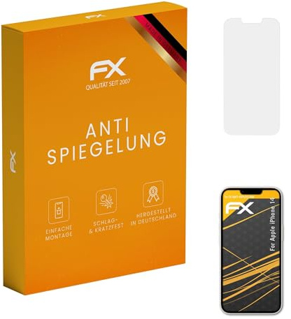 atFoliX Displayfolie kompatibel mit Apple iPhone 14 Schutzfolie, entspiegelnde und stoßdämpfende FX Folie (3X)