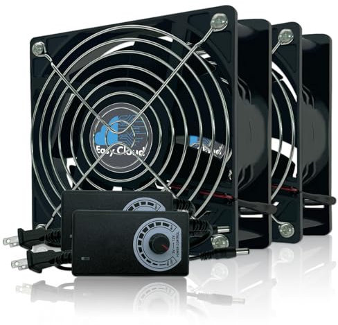 Easy Cloud Ventilador de 120 V axial 220 V 110 V con controlador de velocidad variable, ventilador de computadora con enchufe de CA para PC, refrigerador, gabinete, receptor, Xbox, DVR, invernadero
