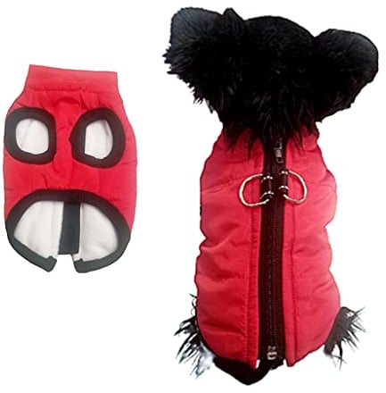 Waterproof XXS Dog Coat Padded Fleece Zip Up Coat Chihuahua Puppy Tiny Toy Clothes Teacup Miniature Tiny Breeds (Red, XXS)