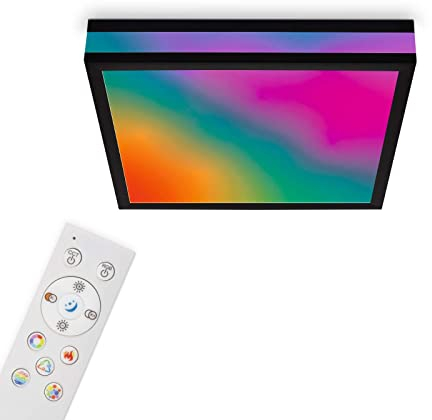 TELEFUNKEN - LED Deckenleuchte RGBIC Magic, LED Deckenlampe CCT, inkl. Randlicht, Dimmbar, Farbwechsel, Fernbedienung, Nachtlicht, 295x295x70 mm (LxBxH), Schwarz
